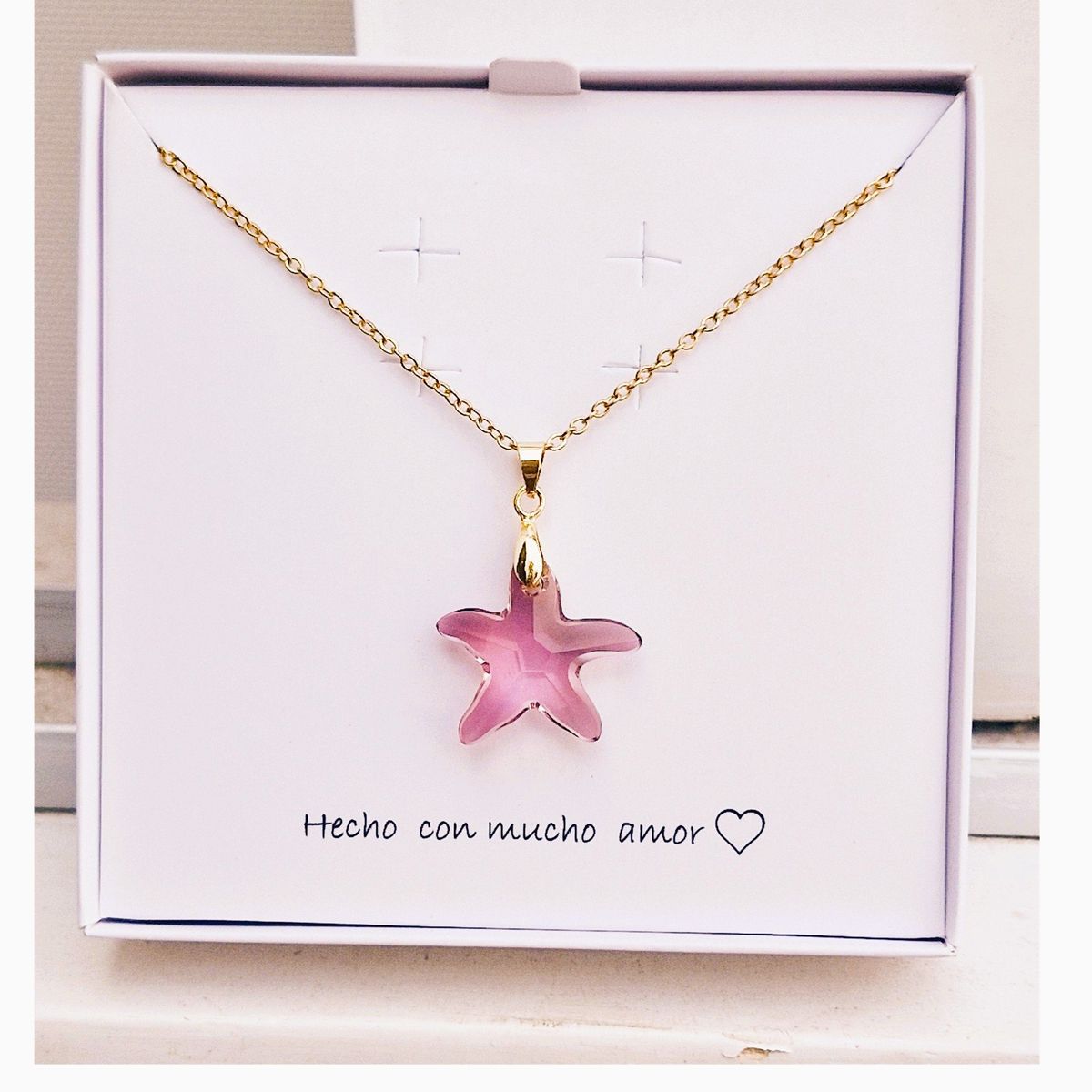 FERNANDA ROMERO JOYAS Y ACCESORIOS - Collar "Estrella de Mar"  Amatista Light Cristal Austriaco y Acero