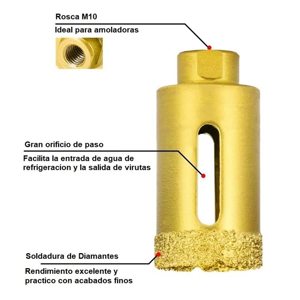 HOT TOOLS - Broca Profesional Diamantada 32mm Para Tubo 1 / 2" Porcelanato