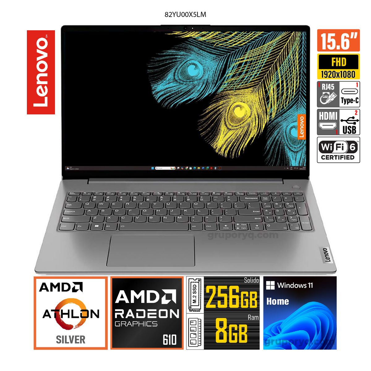 LENOVO - Laptop LENOVO V15 G4 AMN AMD Athlon Silver-7120U 15.6" FHD RAM 8GB SSD 256GB Windows 11
