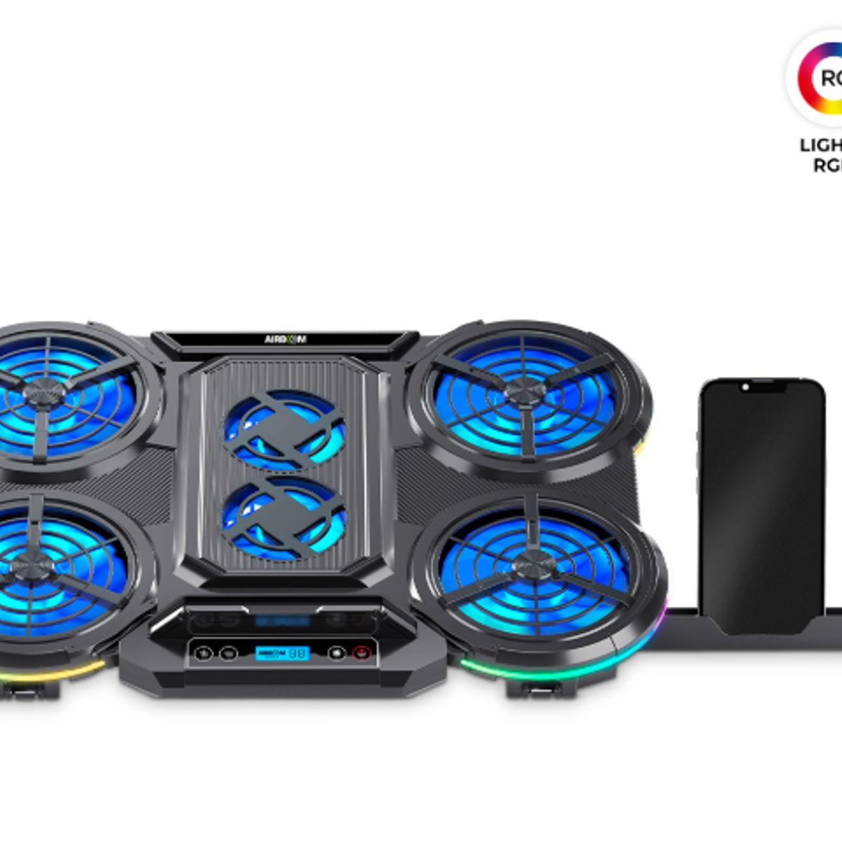 AIRBOOM - Base Con Cooler Gamer GLACIAL6 AB055 4Fan LED 10Cm 2Fan Led 7Cm