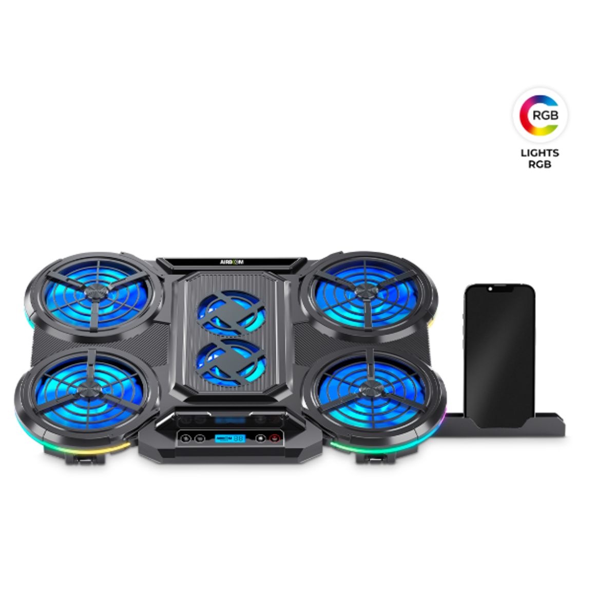 AIRBOOM - Base Con Cooler Gamer GLACIAL6 AB055 4Fan LED 10Cm 2Fan Led 7Cm