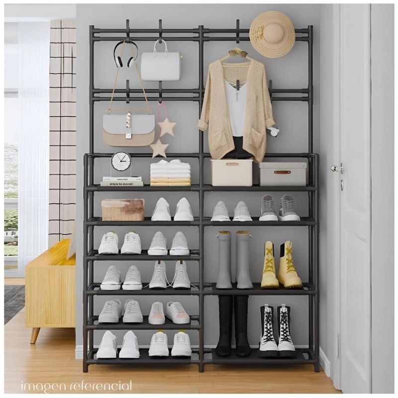 MINARI - Zapatera Estante Organizador con Perchero Colgador Ropa NG ZP10