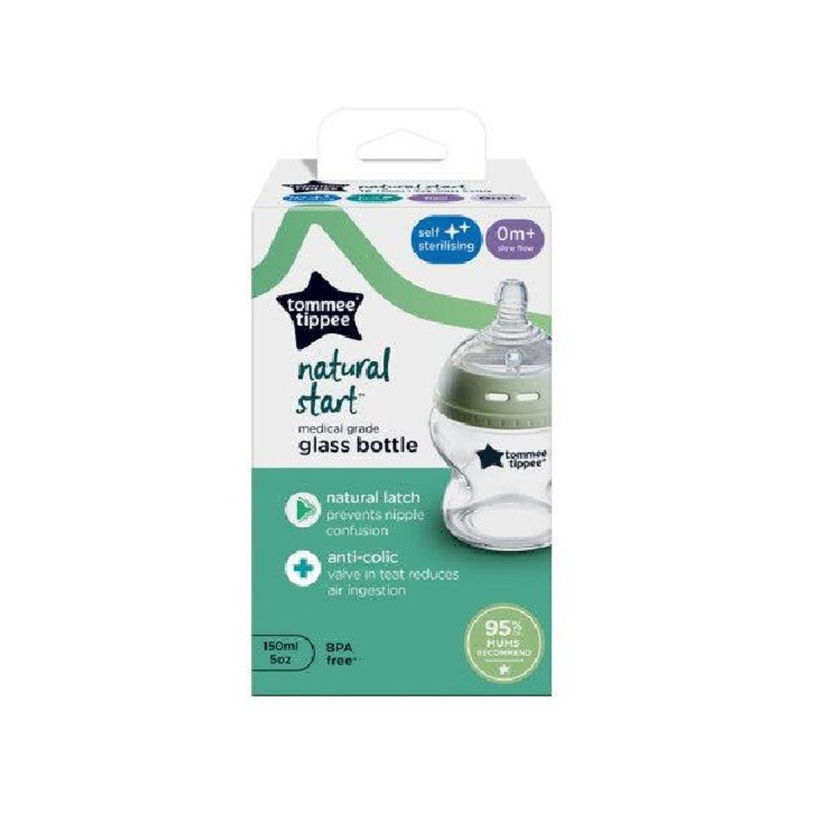 TOMMEE TIPPEE - Biberon De Vidrio Recien Nacido Nature Start 9oz - 150ml