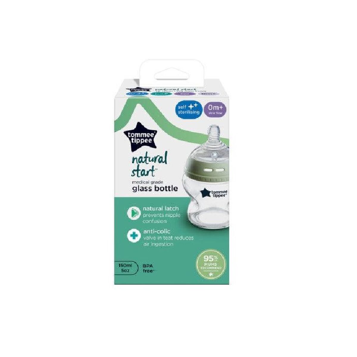 TOMMEE TIPPEE - Biberon De Vidrio Recien Nacido Nature Start 9oz - 150ml