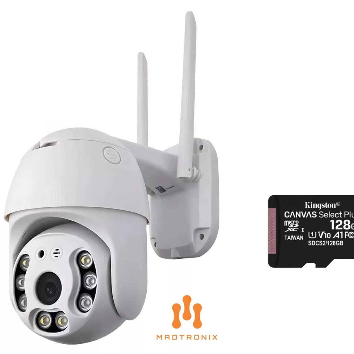 MADTRONIX - Camara de Seguridad Exterior IP Full HD WIFI y Memoria Kingston 128GB