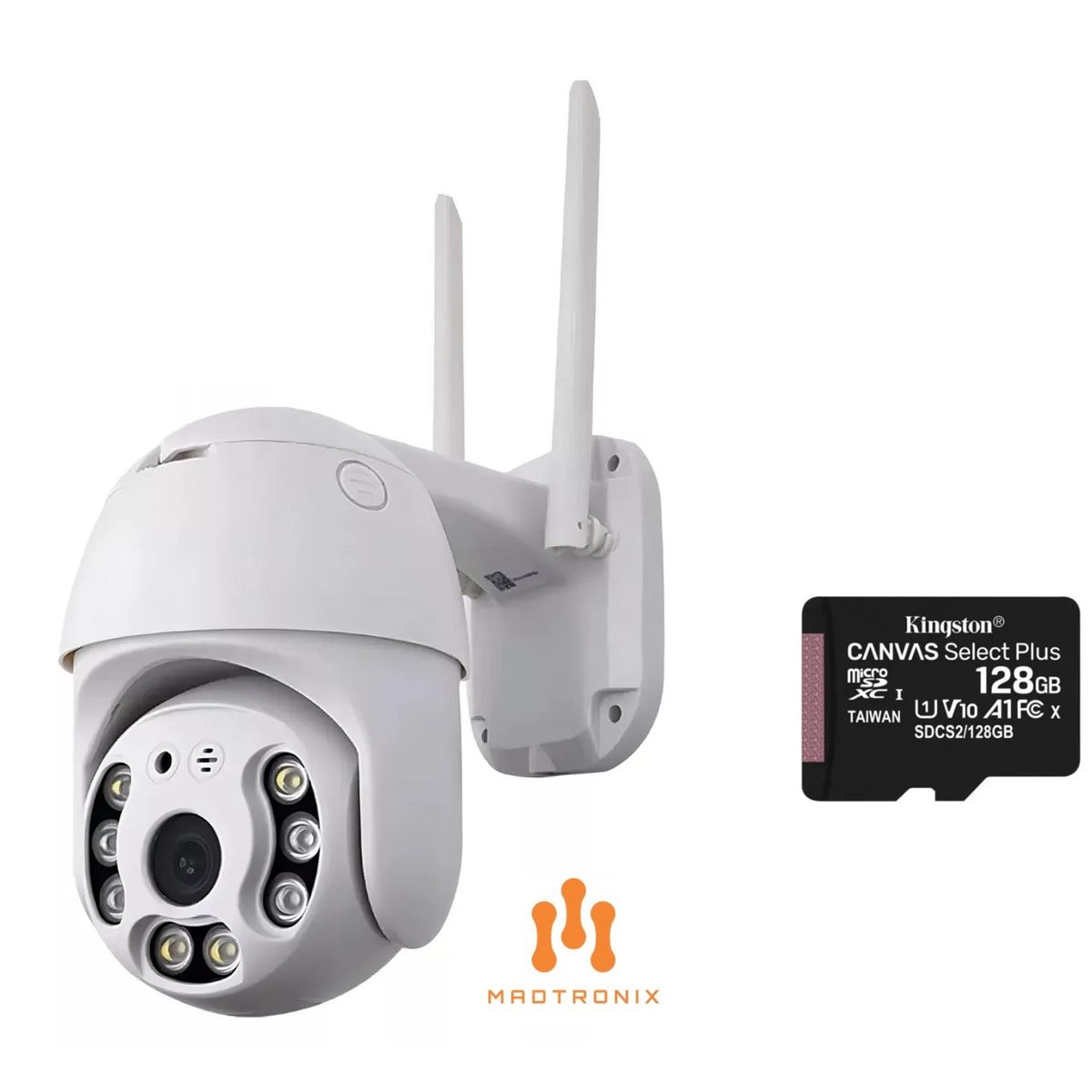 MADTRONIX - Camara de Seguridad Exterior IP Full HD WIFI y Memoria Kingston 128GB
