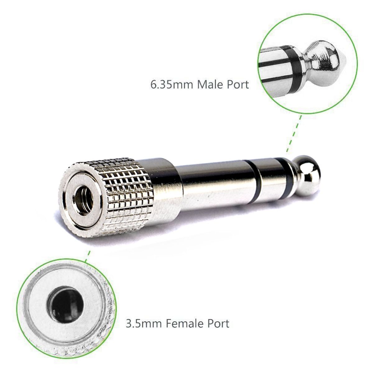 GENERICO - Adaptador Plug Jack 65mm - Plug Jack 35mm para audifono y microfono