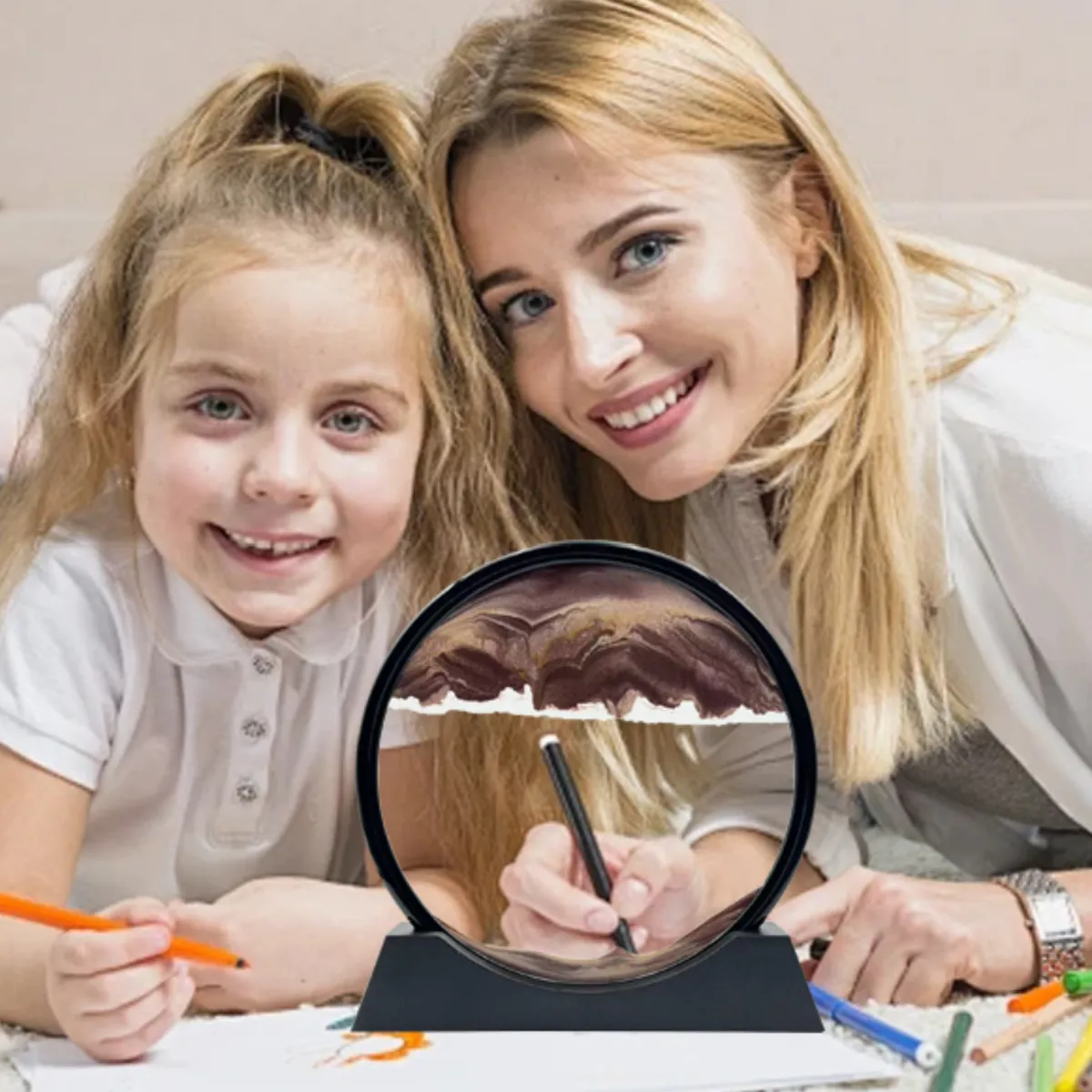 GENERICO - ADORNO TIPO RELOJ DE ARENA 3D MOVIMIENTO DECORATIVO OFICINA MARRÓN