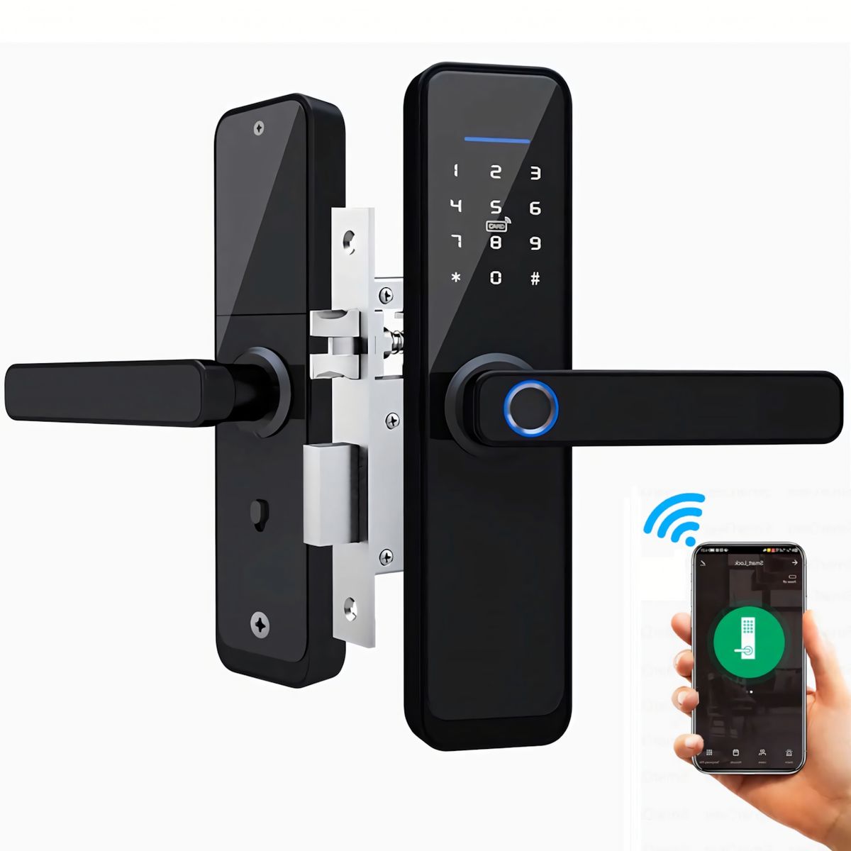 OEM - Cerradura Inteligente Smart Chapa Biometrica Digital Wifi Negro X9