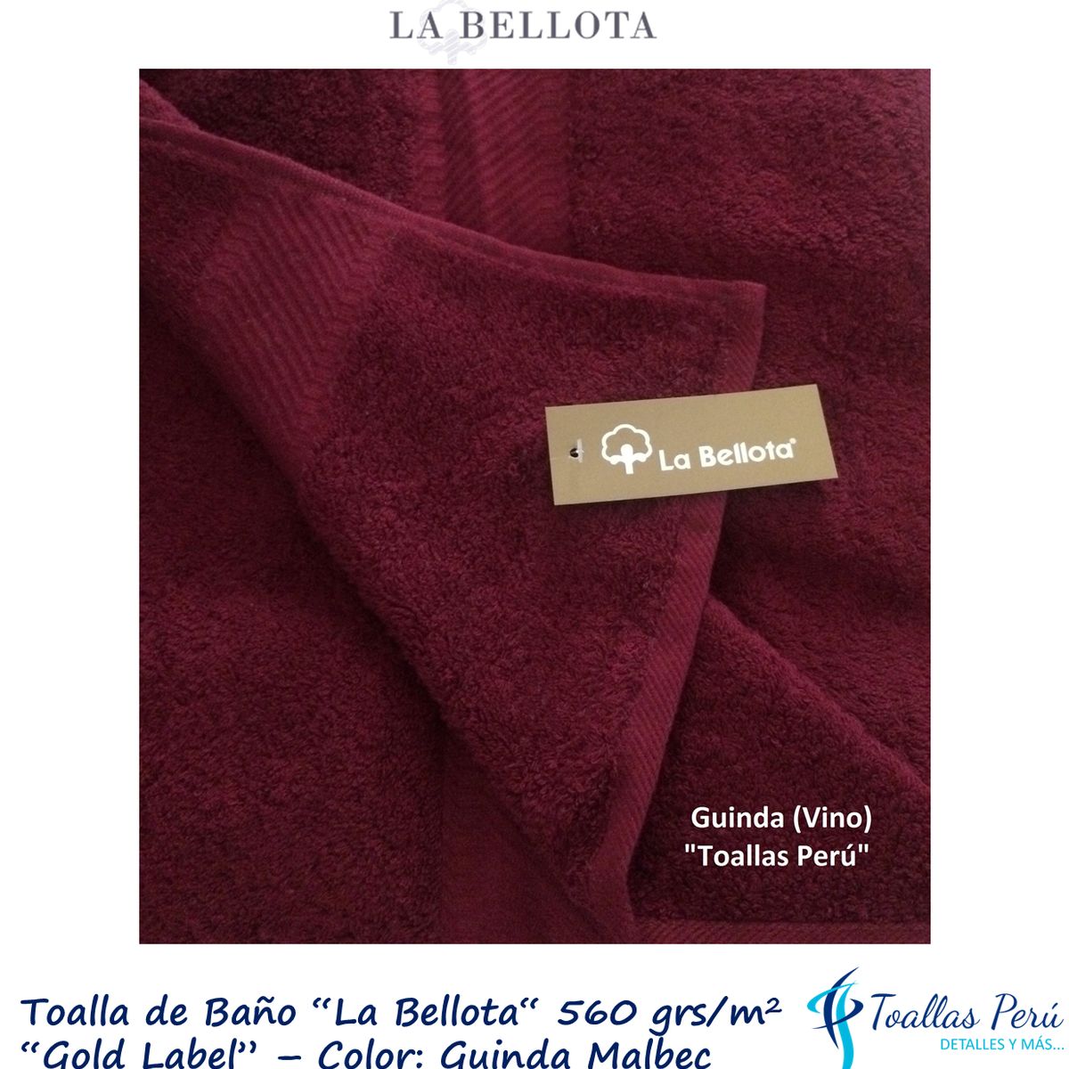 LA BELLOTA - Toalla Baño "Gold Label" 560 grs/m2 "La Bellota" 75×140cm - Guinda