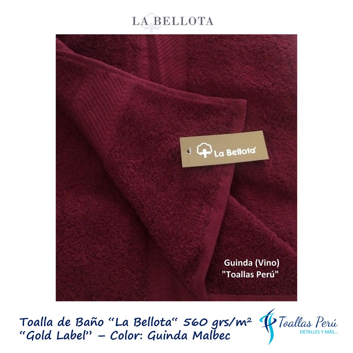 LA BELLOTA - Toalla Baño "Gold Label" 560 grs/m2 "La Bellota" 75×140cm - Guinda