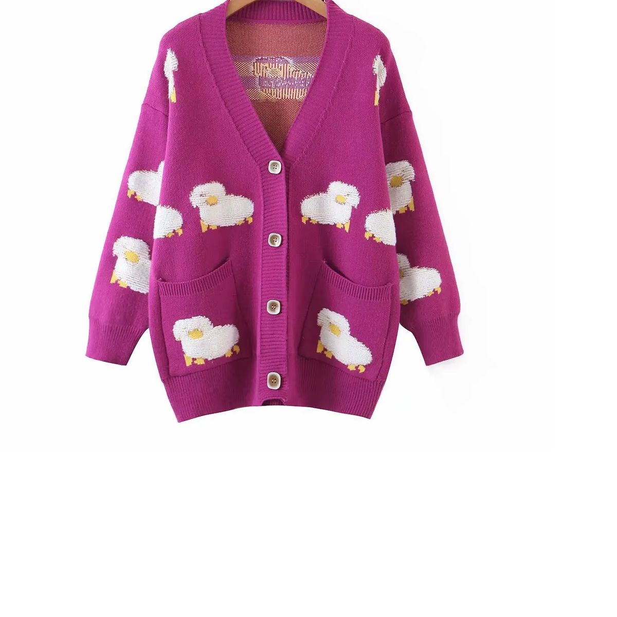 GENERICO - Chompa Cardigan Pink Aesthetic Ovejas - Estilo Coreano