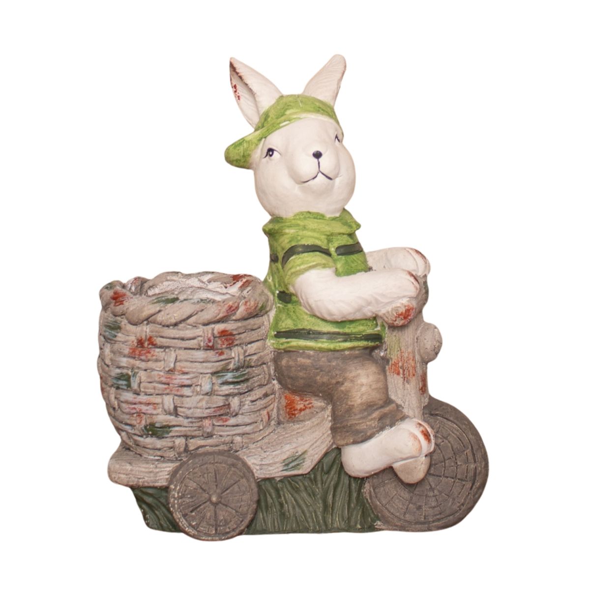 PANADECOR - Figura Decorativa Conejo Konceptos Con Gorro Verde 42Cm