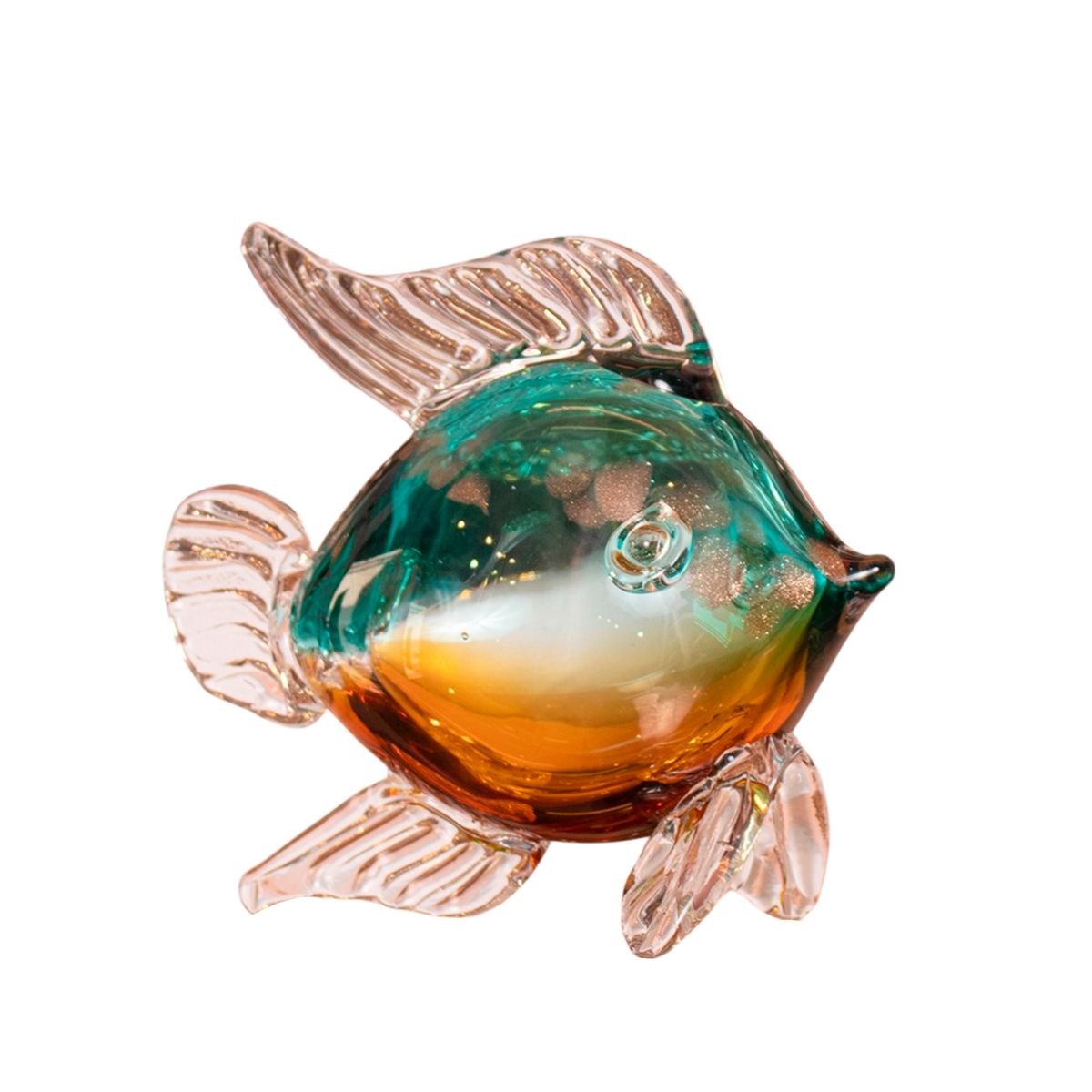 PANADECOR - Figura Decorativa Panadecor Pez Multicolor Verde Con Naranja 20Cm Vidrio