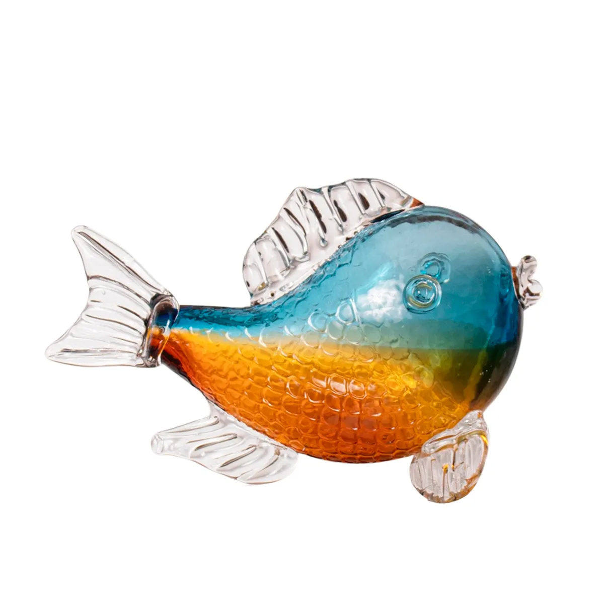 PANADECOR - Figura Decorativa Panadecor Pez Multicolor Azul Y Ámbar 27Cm Vidrio