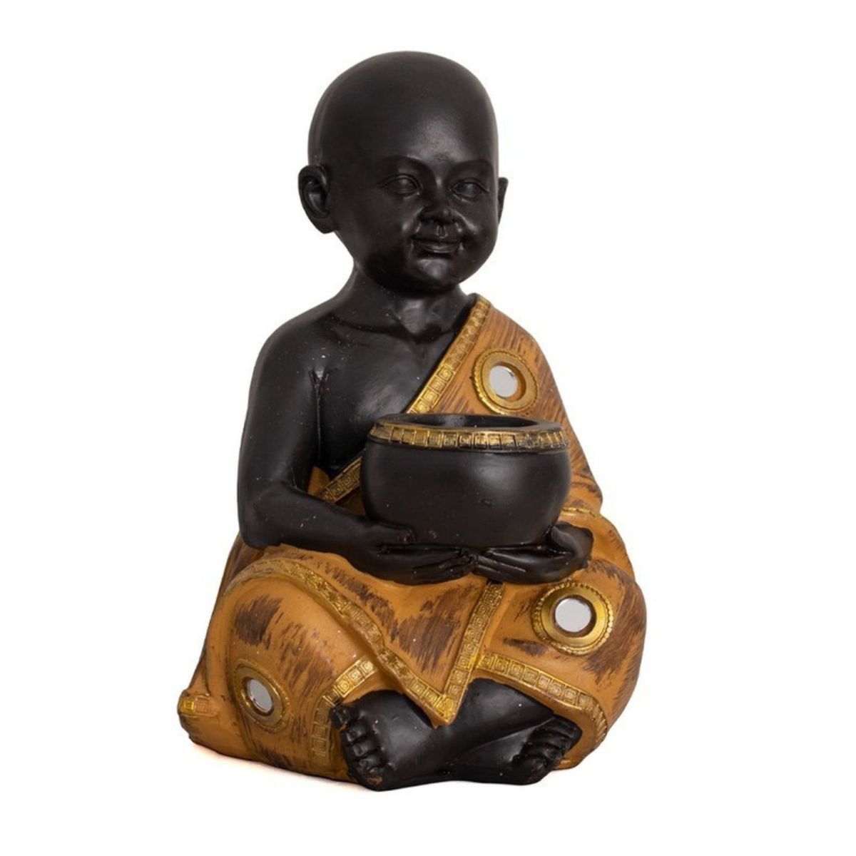 PANADECOR - Figura Decorativa Panadecor Monje Sentado Con Tazón 20 Cm Poliresina