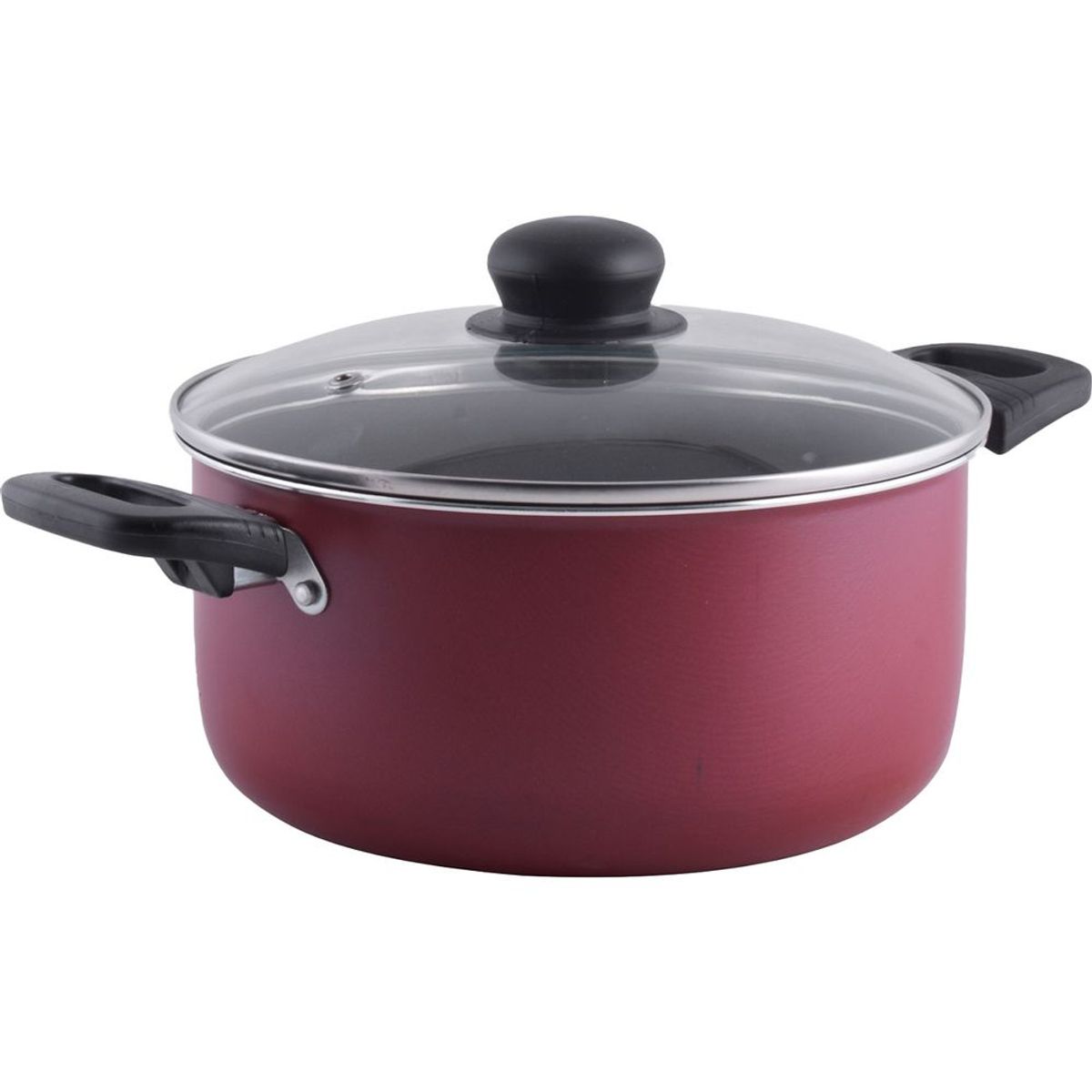 FACUSA - Olla Estela 20 cm Rojo – Aluminio Antiadherente con Tapa de Vidrio