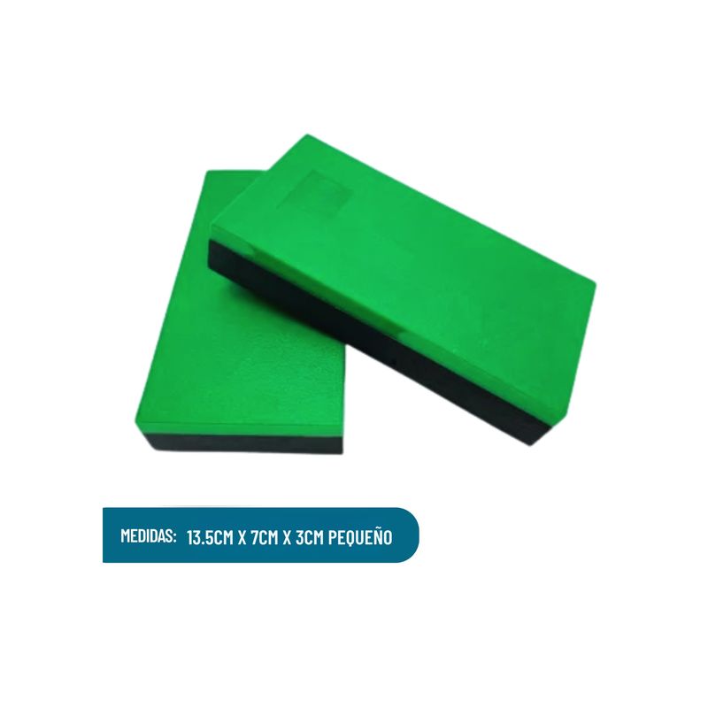 AC - JUEGO DE 2 BLOQUES DE LIJADO VERDE CON ESPONJA AC 13.5CMX7CMX3CM