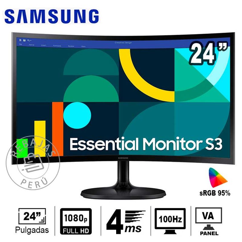 SAMSUNG - Monitor Samsung Curvo 24 LS24D360GALXPE FHD 100Hz HDMI DisplayPort