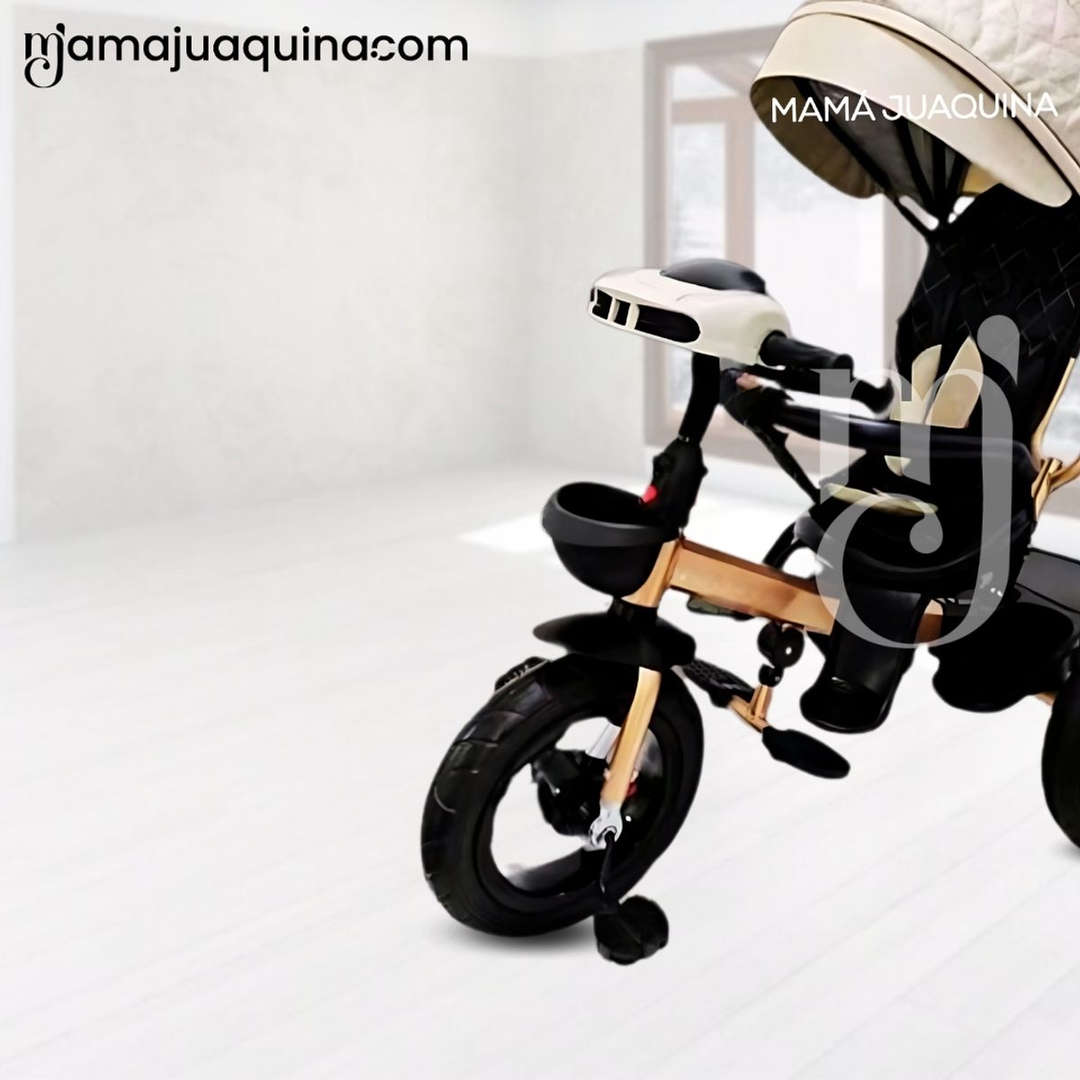 VELOX - Triciclo Giratorio 3 en 1 «SMART PREMIUM» USB Bluetooth Beige