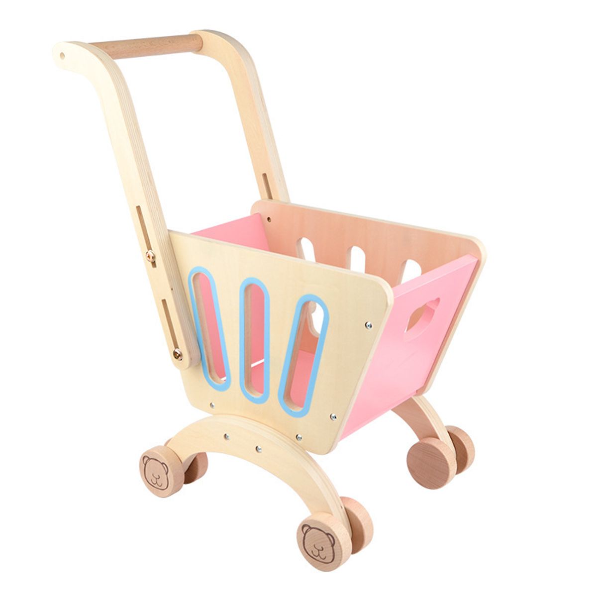 GULI GULI - CARRITO DE COMPRAS DEMADERA PARA BEBES ROSA