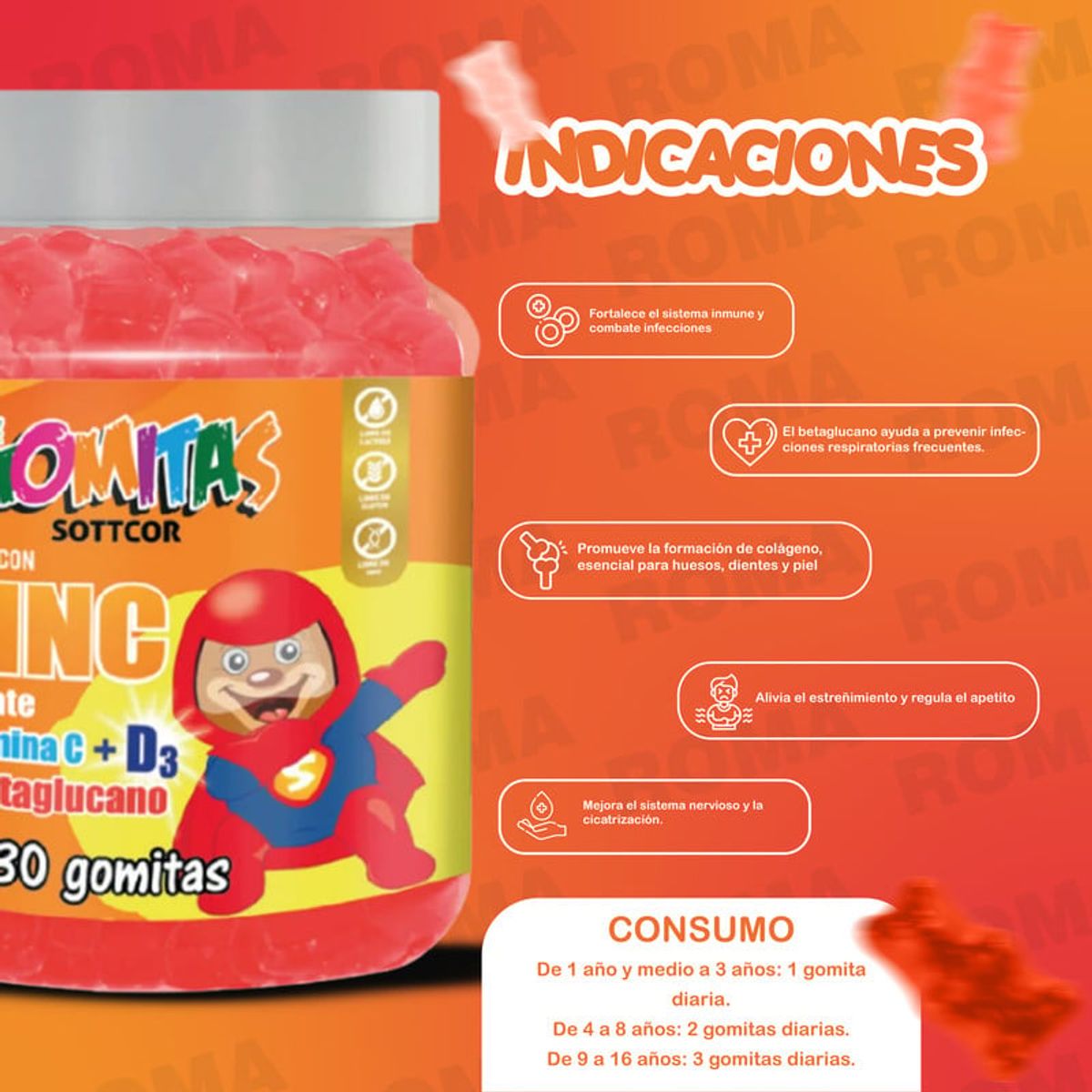 GENERICO - GOMITAS ZINC OROTATE NIÑOS 130 UND + GOMITAS MULTIVITAMINAS 130UND