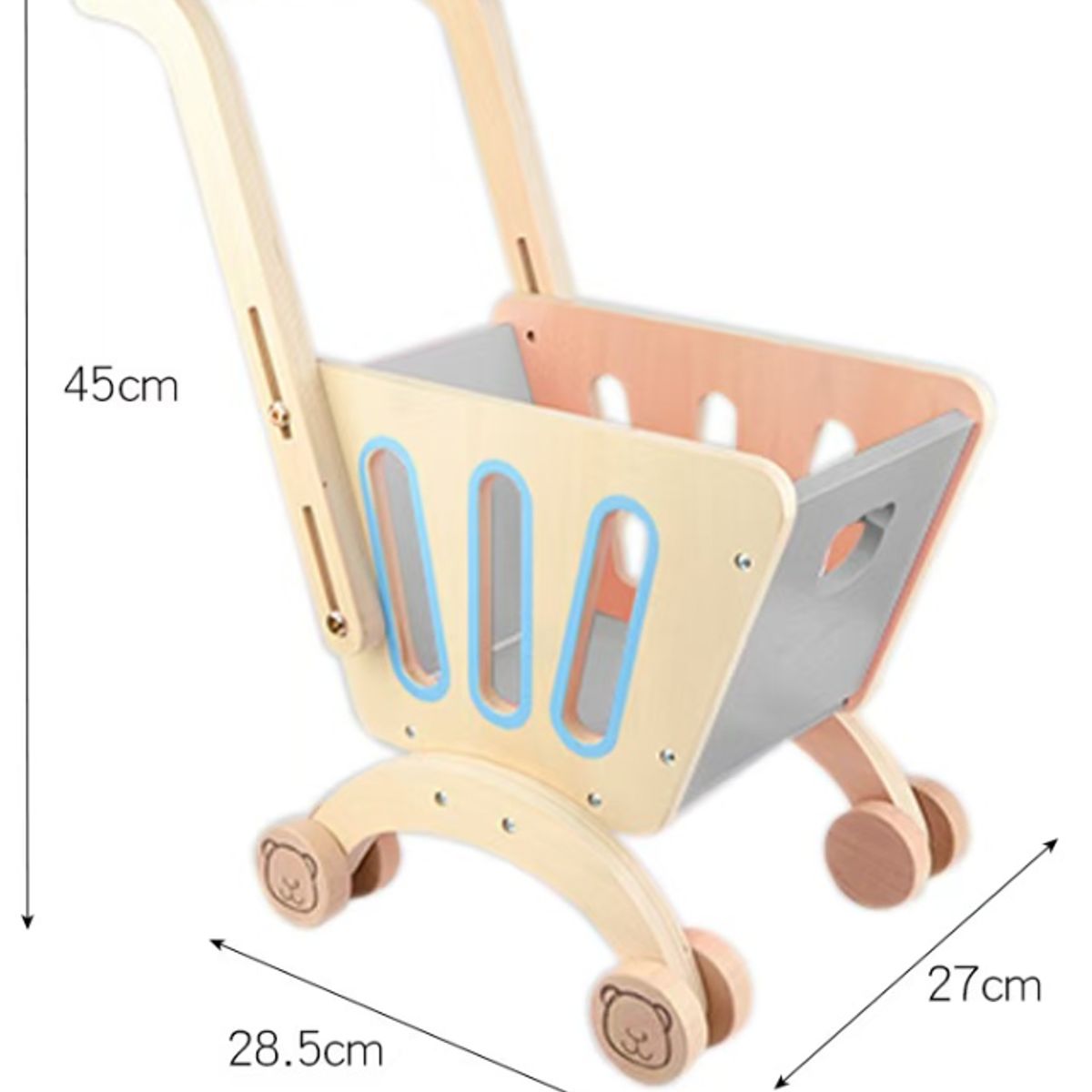 GULI GULI - CARRITO DE COMPRAS DE MADERA PARA BEBES GRIS