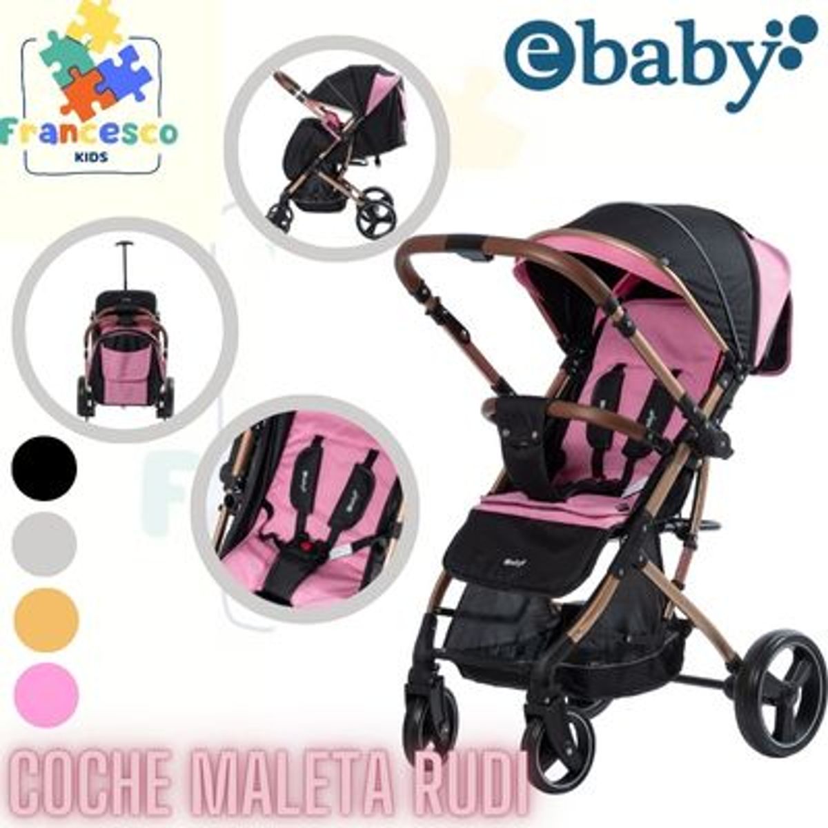 EBABY - COCHE MALETA RUDI-ROSADO