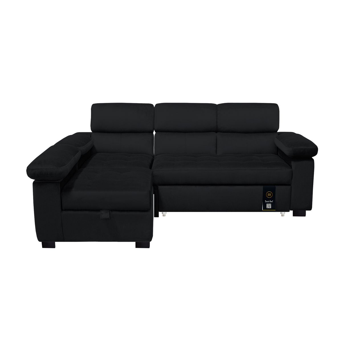 BH BARAKA HOME PREMIUM - Sofá Cama Multifuncional Balti 3 Cuerpos - Negro
