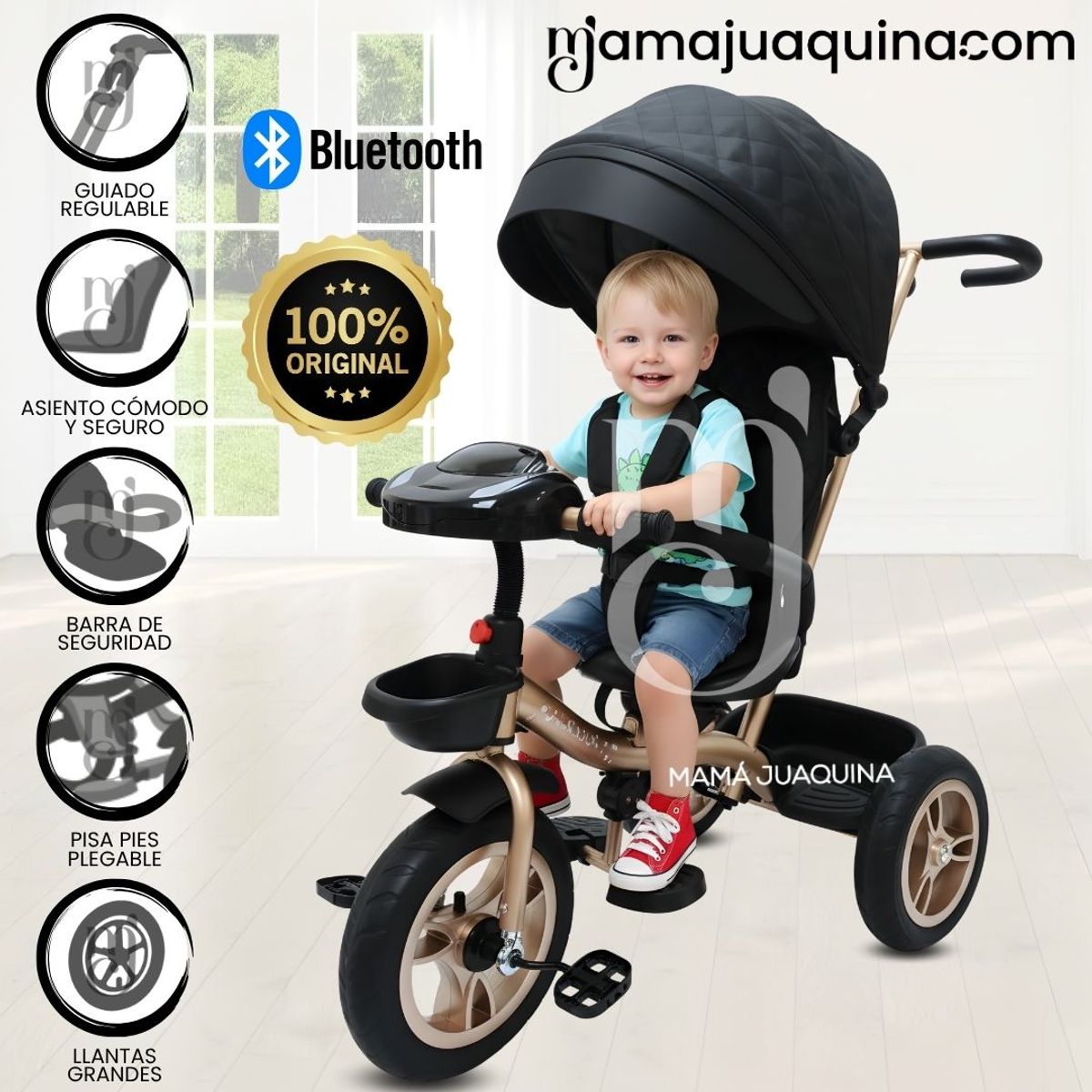 KIDS - Triciclo Guiador Giratorio «GOLDEN SPEED» Black