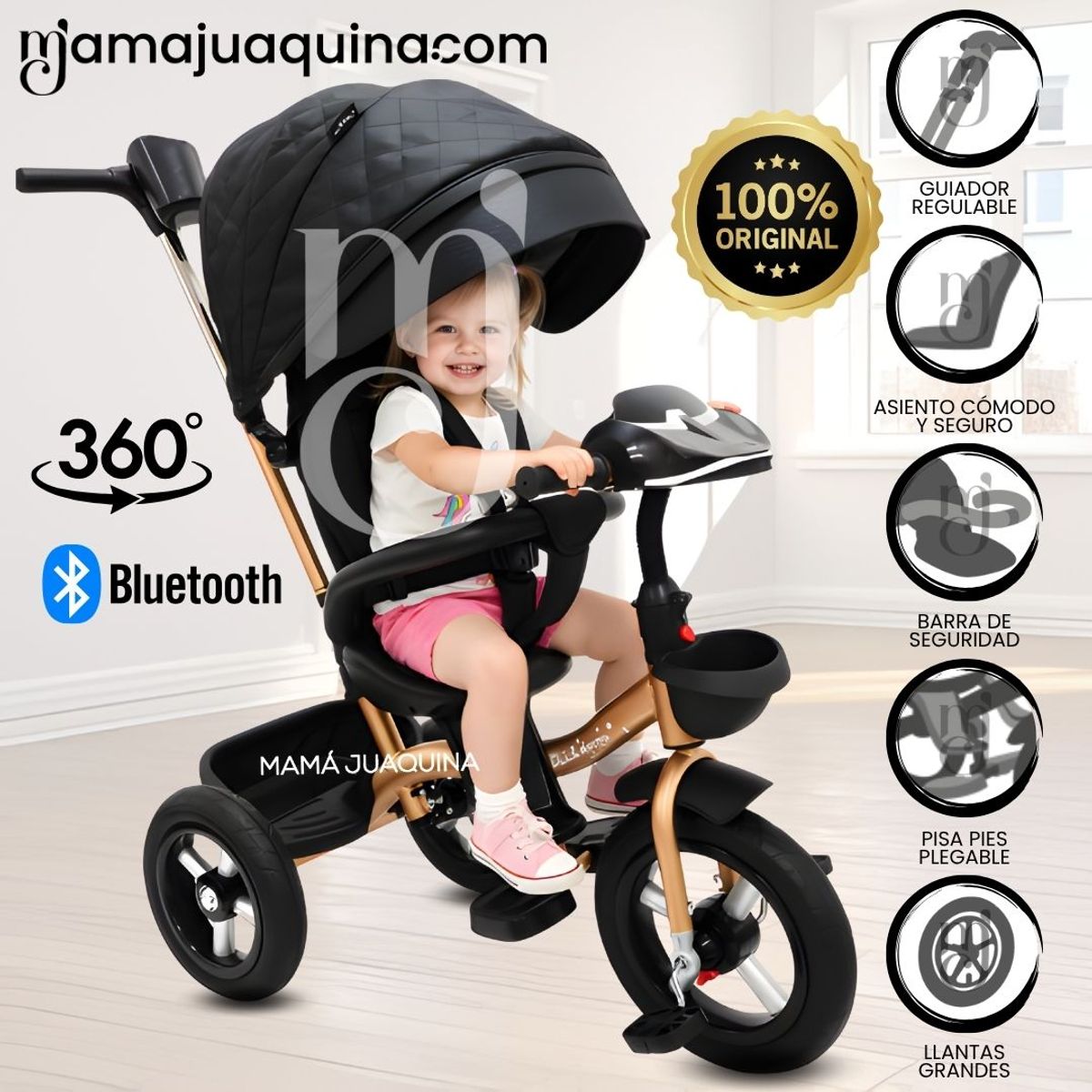 KIDS - Triciclo Guiador Giratorio «MAXUS» Black