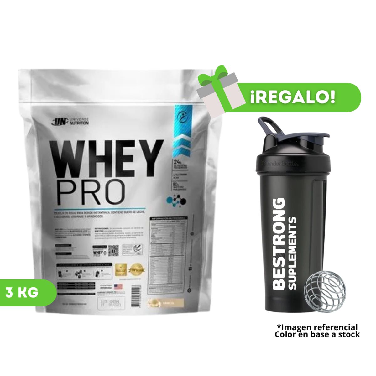 UNIVERSE NUTRITION - PROTEÍNA WHEY PRO 3KG VAINILLA + SHAKER