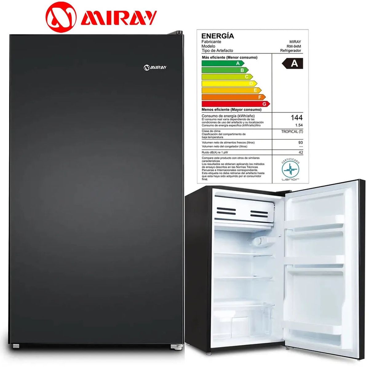 MIRAY - Frigobar-Refrigeradora Miray RM-94M 93 L