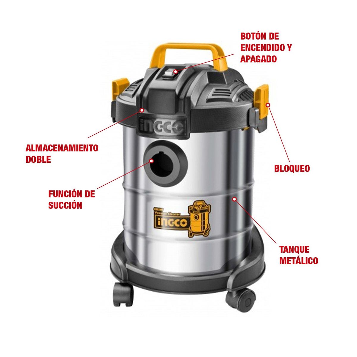INGCO TOOLS - Aspiradora 12 Litros 800w Profesional Para Casa o Taller Ingco Vc14122