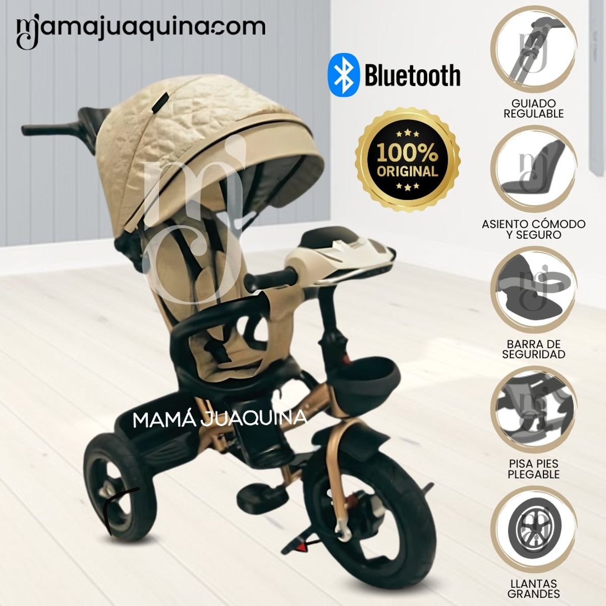 KIDS - Triciclo Guiador Giratorio «MAXUS» Beige