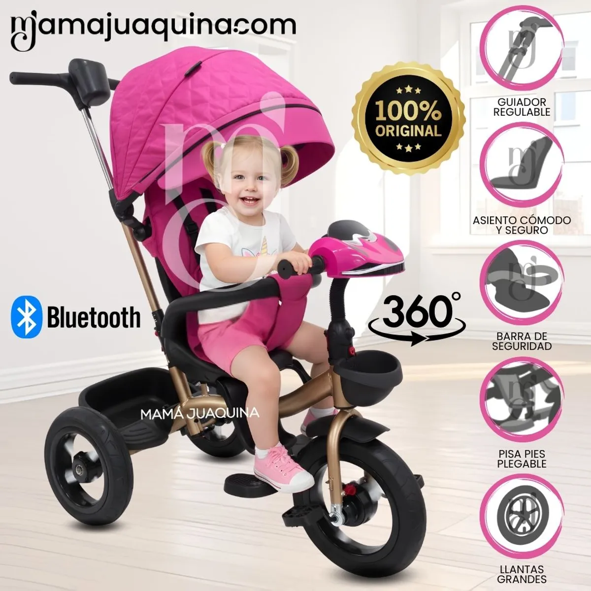 KIDS - Triciclo Guiador Giratorio «MAXUS» Rosado