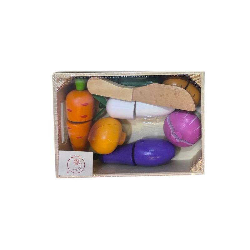 GENERICO - Set De Frutas Y Verduras De Madera Interactiva Con Pega Pega