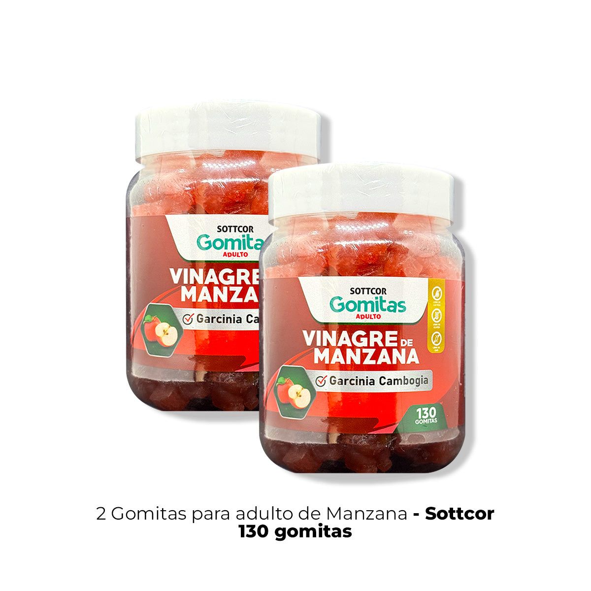 GENERICO - Gomitas Adultos Vinagre de Manzana Sottcor 130 Gomitas 2 Pack