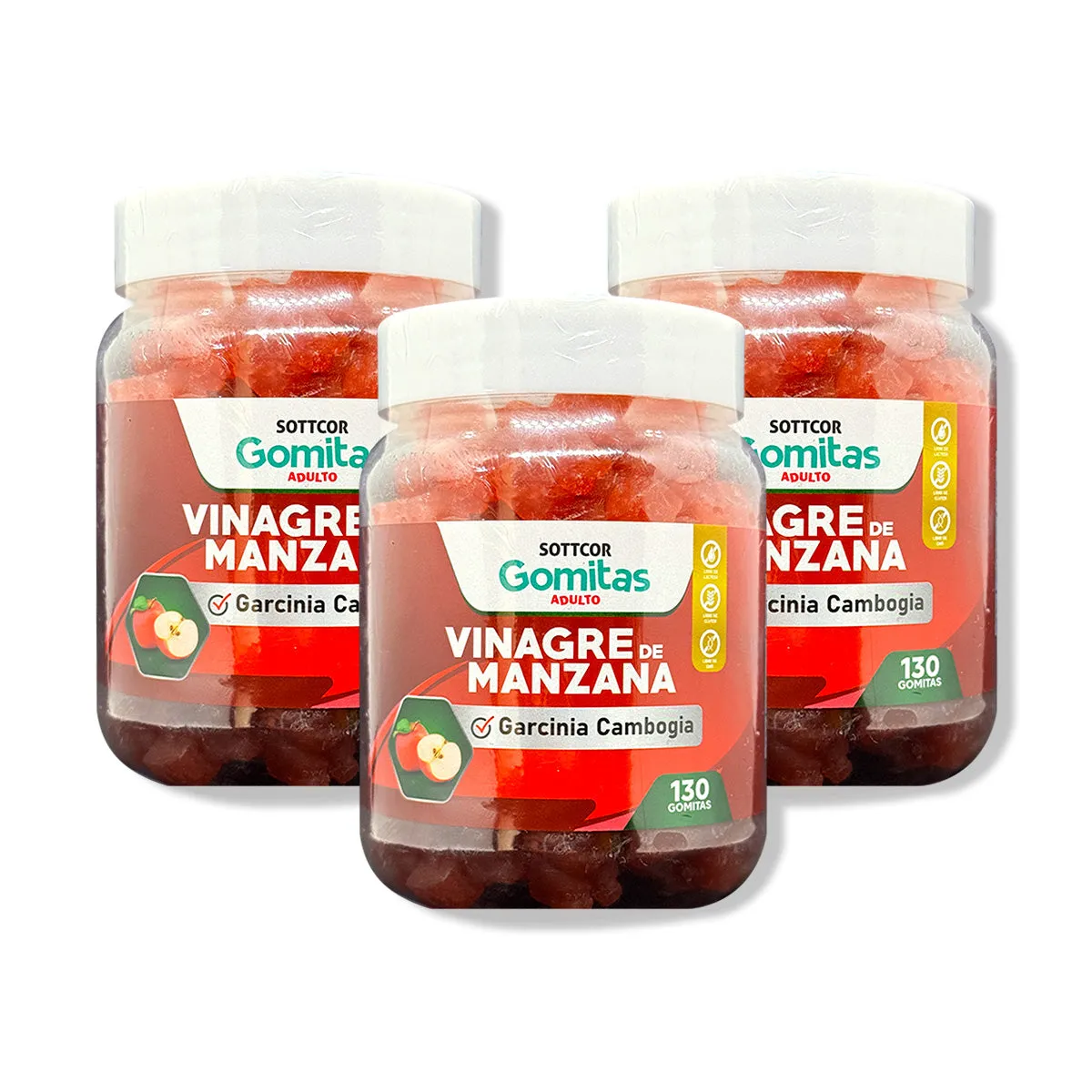 GENERICO - Gomitas Adultos Vinagre de Manzana Sottcor 130 Gomitas 3 Pack