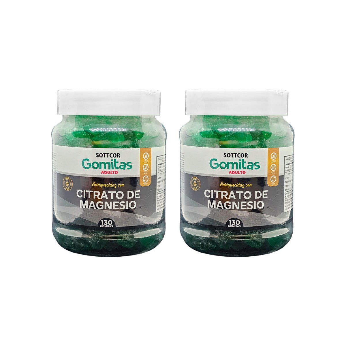 GENERICO - Gomitas Adultos Citrato de Magnesio Sottcor 130 Gomitas 2 Pack