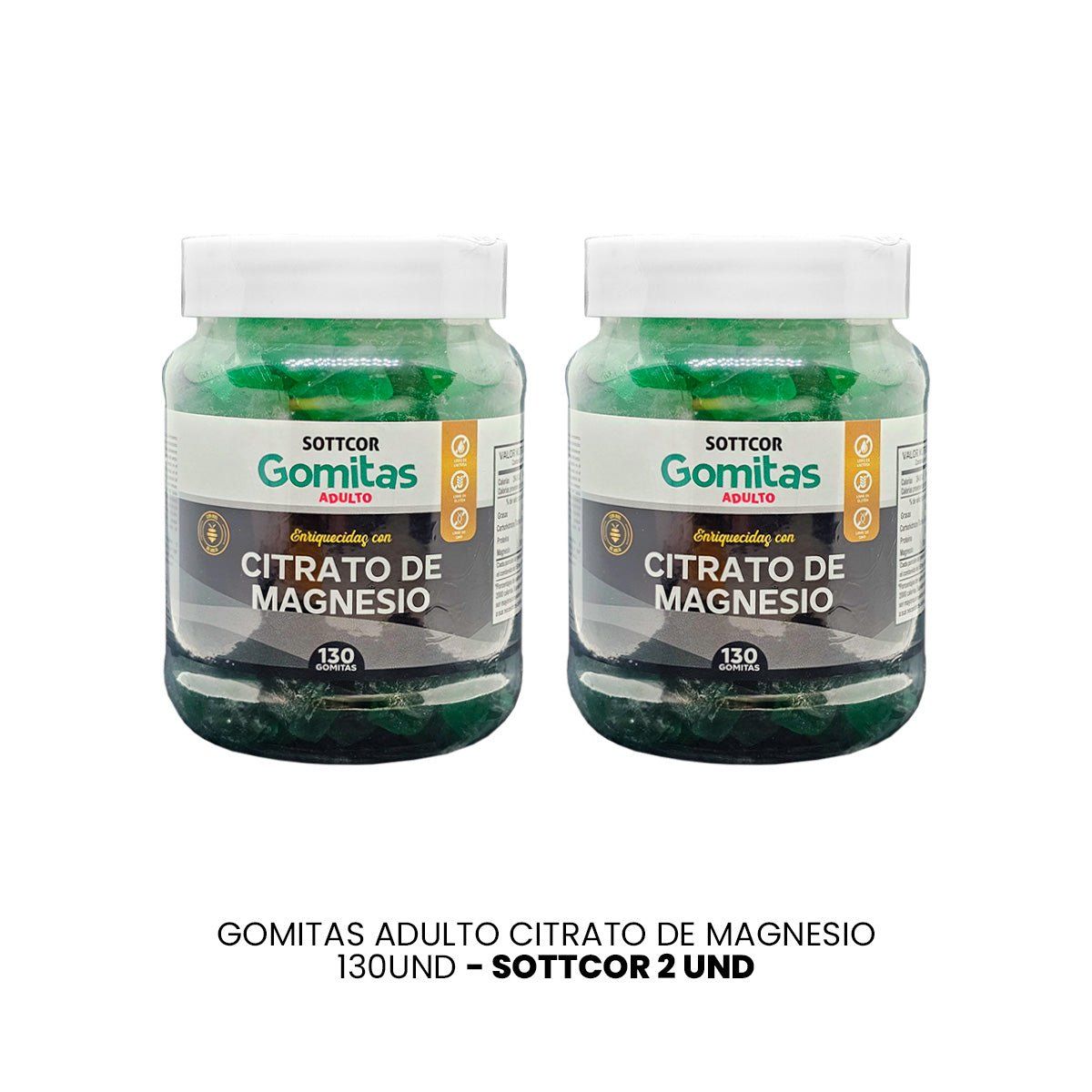 GENERICO - Gomitas Adultos Citrato de Magnesio Sottcor 130 Gomitas 2 Pack
