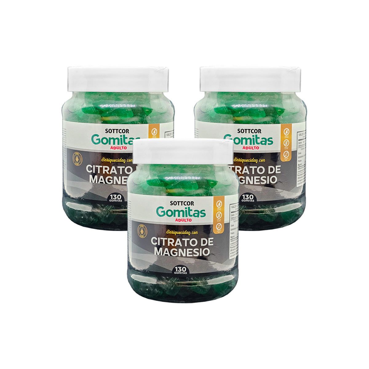 GENERICO - Gomitas Adultos Citrato de Magnesio Sottcor 130 Gomitas 3 Pack