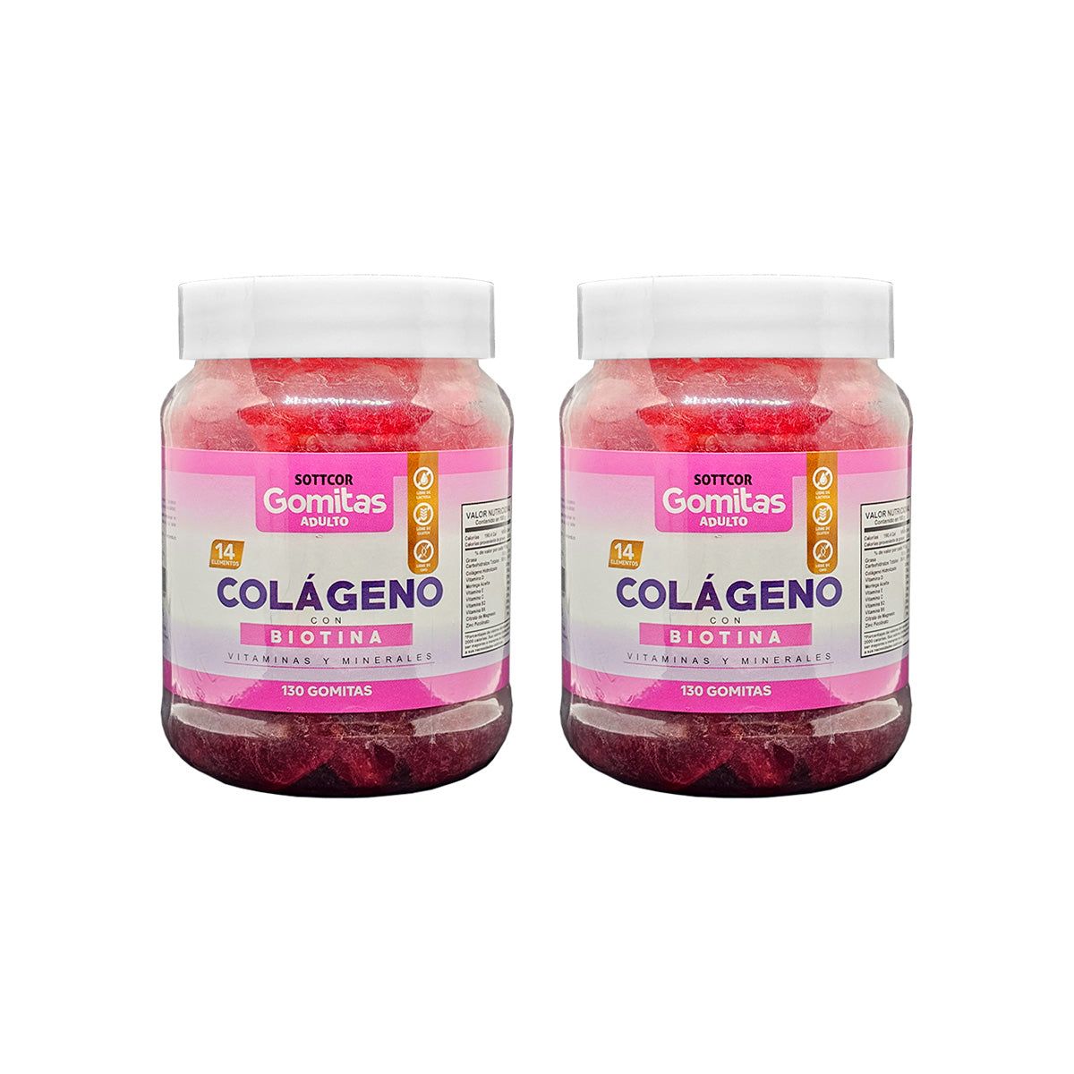GENERICO - Gomitas Adultos Colágeno y Biotina Sottcor 130 Gomitas 2 Pack