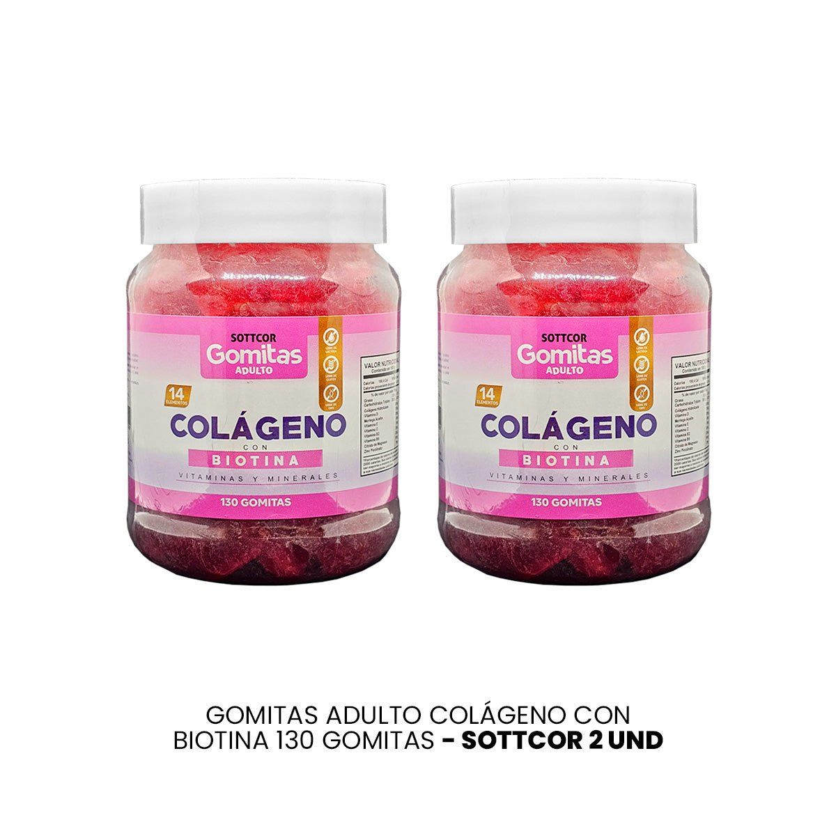GENERICO - Gomitas Adultos Colágeno y Biotina Sottcor 130 Gomitas 2 Pack