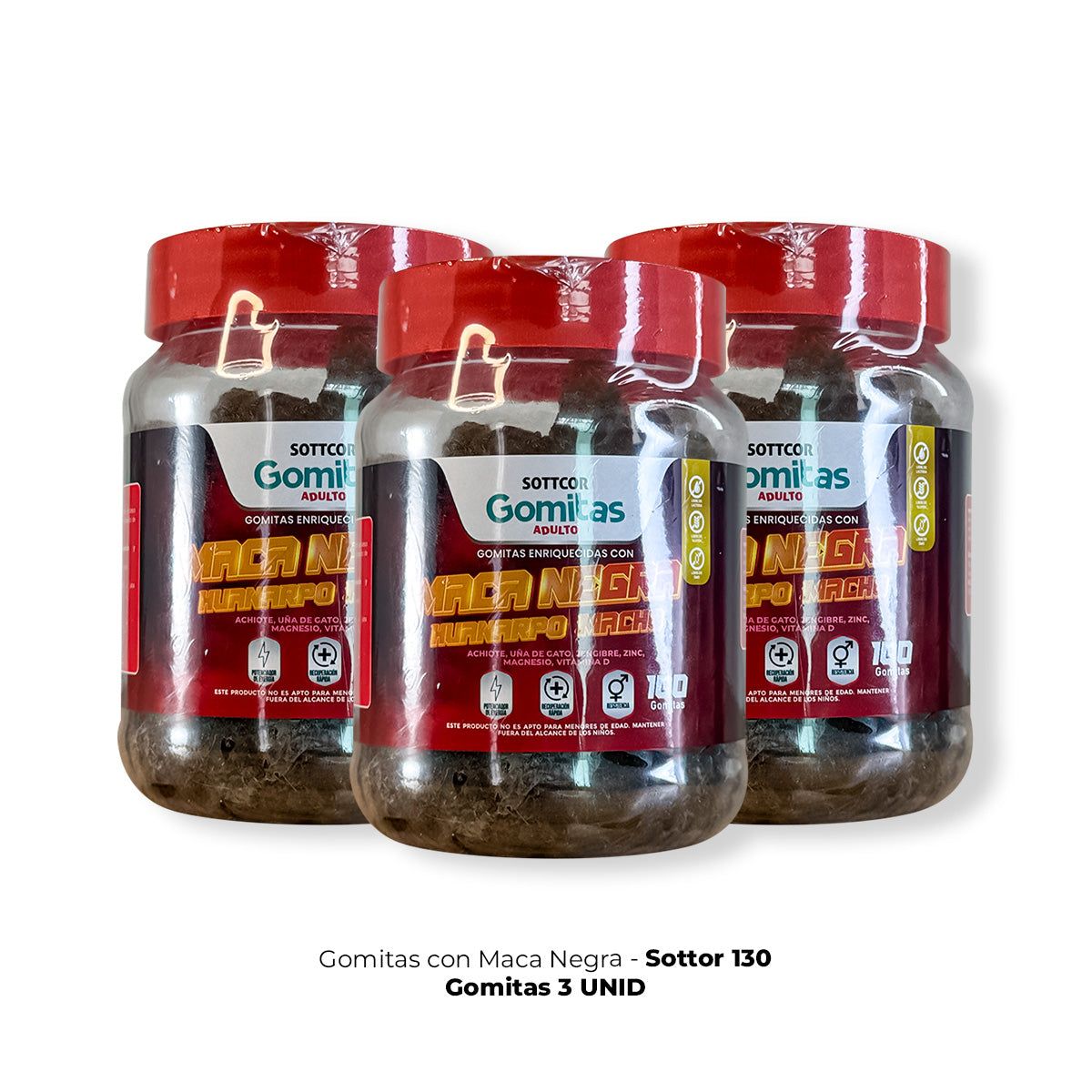 GENERICO - Gomitas con Maca Negra Sottcor 100 Gomitas 3 Pomos