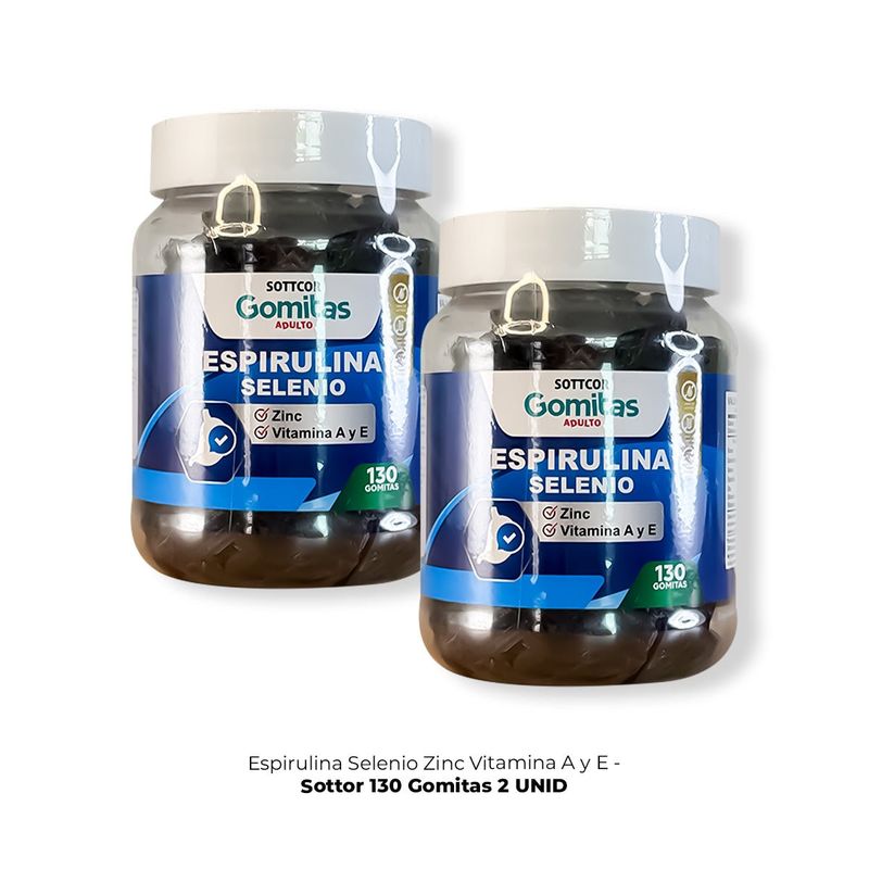 GENERICO - Gomitas con Espirulina Selenio Zinc Vitamina A y E Sottcor 2 Pomos