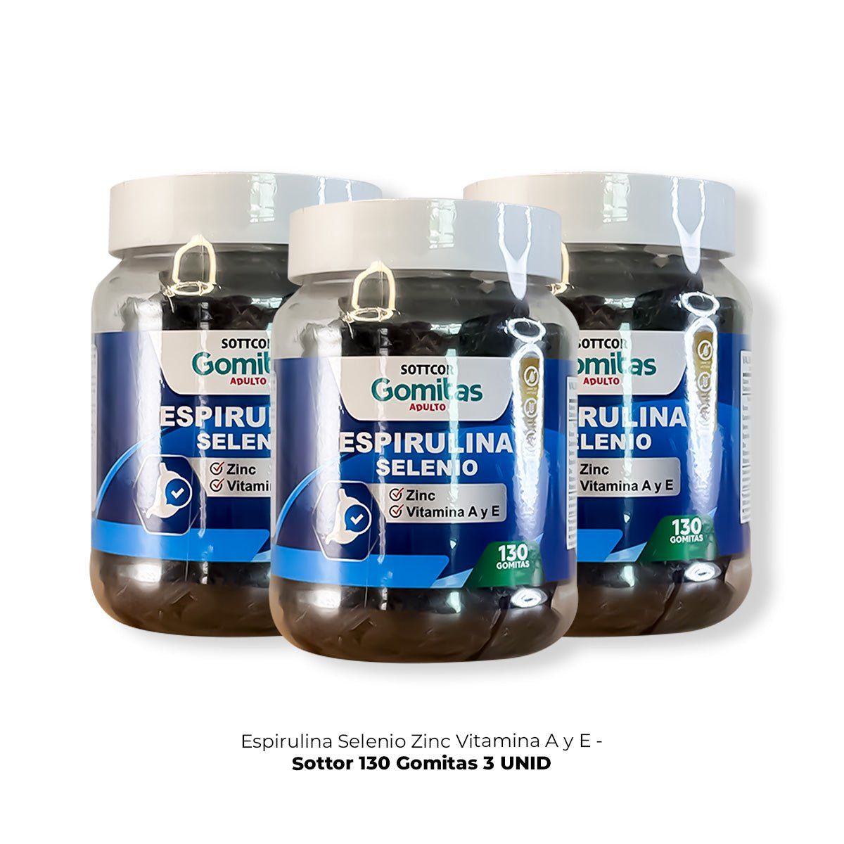 GENERICO - Gomitas con Espirulina Selenio Zinc Vitamina A y E Sottcor 3 Pomos