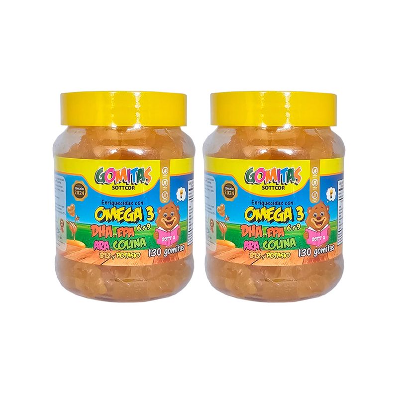 GENERICO - Gomitas Omega 3 6 y 9 para niños Sottcor 130 und 2 Pomos