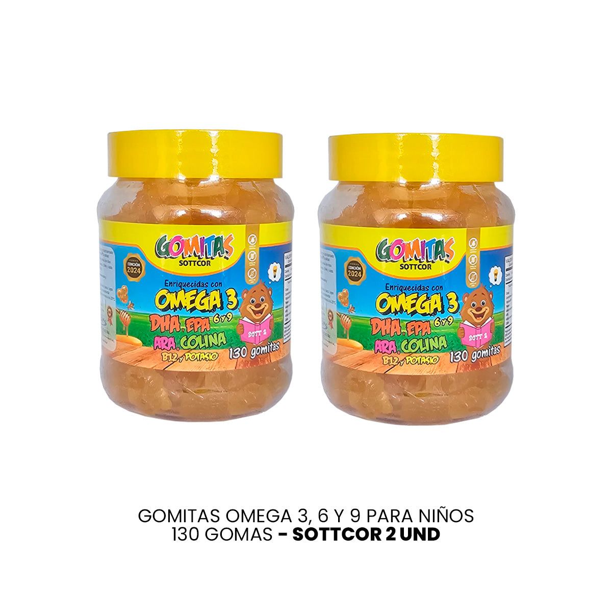 GENERICO - Gomitas Omega 3 6 y 9 para niños Sottcor 130 und 2 Pomos