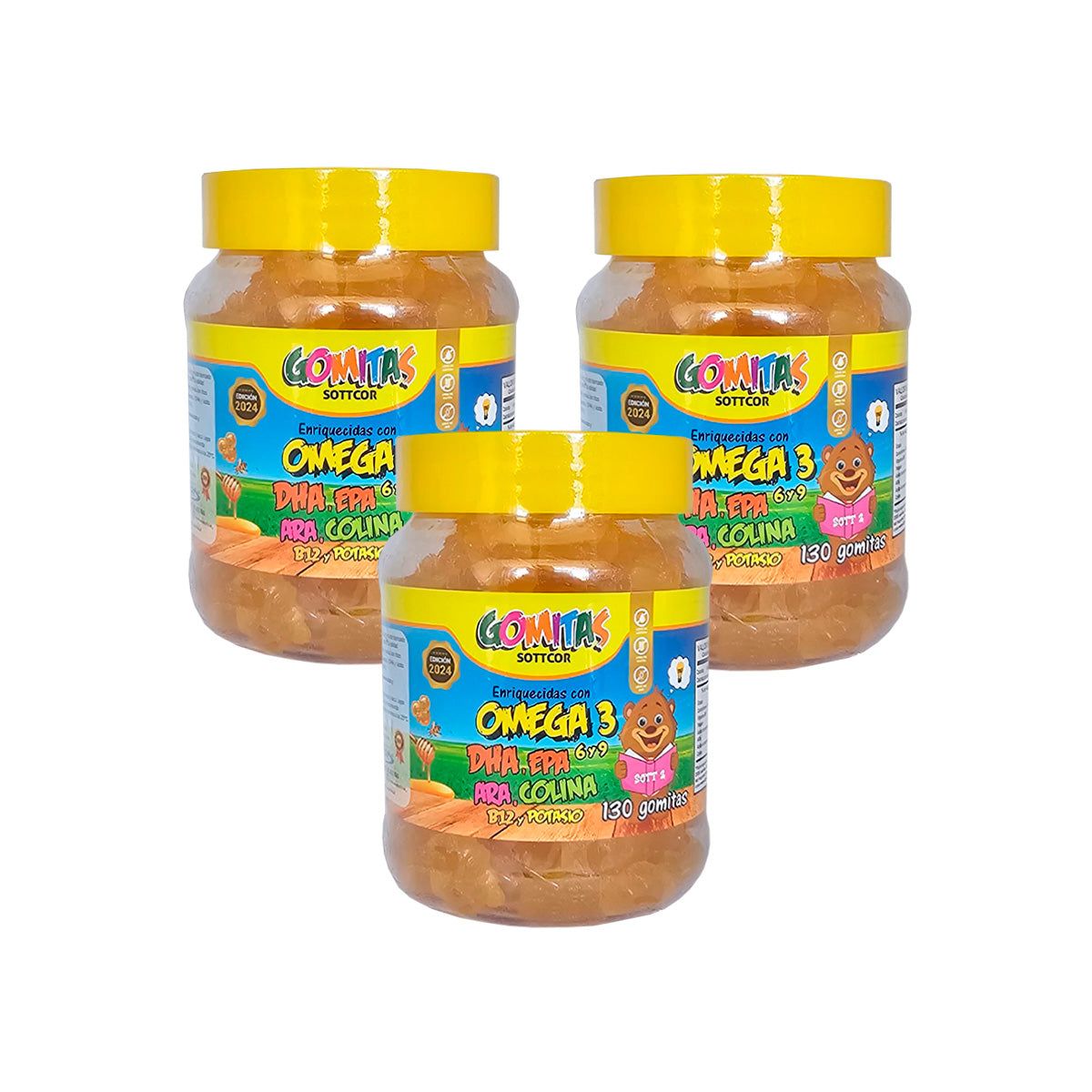 GENERICO - Gomitas Omega 3 6 y 9 para niños Sottcor 130 und 3 Pomos